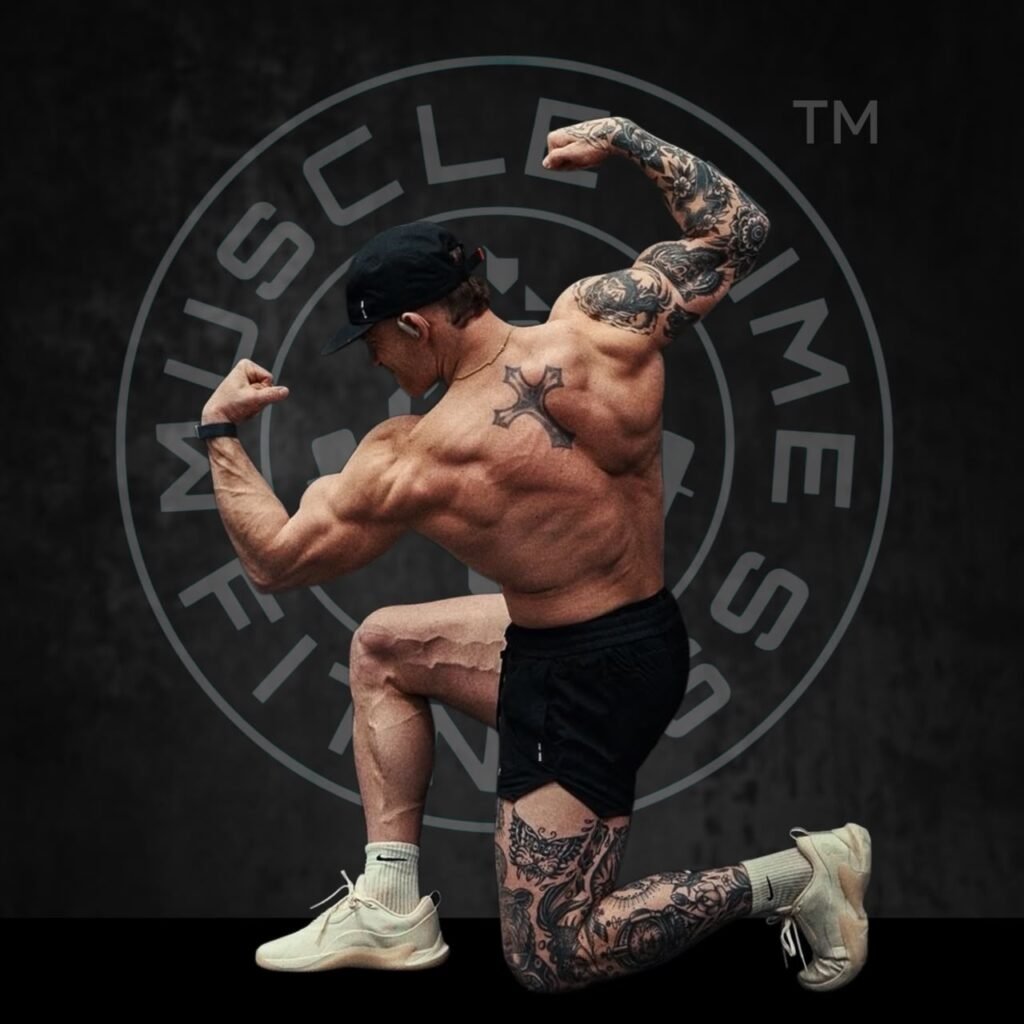 Muscle Time Fitness member back pose