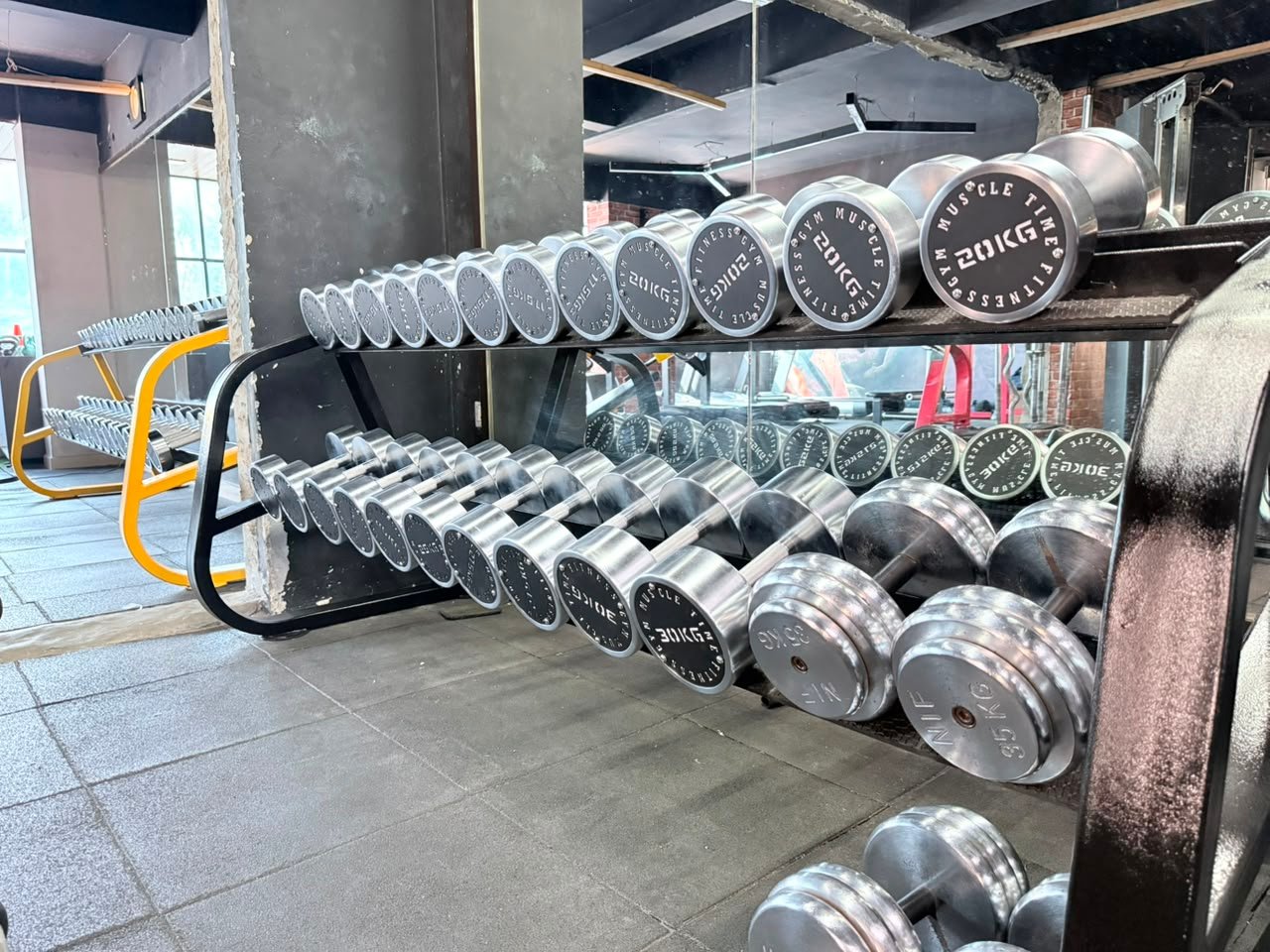 Muscle Time Fitness branded dumbbell rack